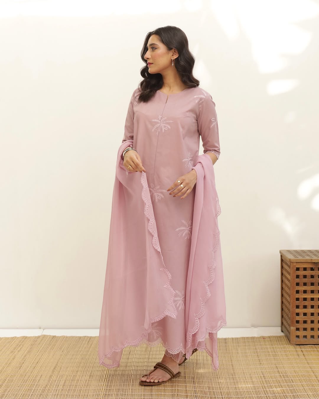 Rosy Bloom – Elegant Stitched Suit for Women