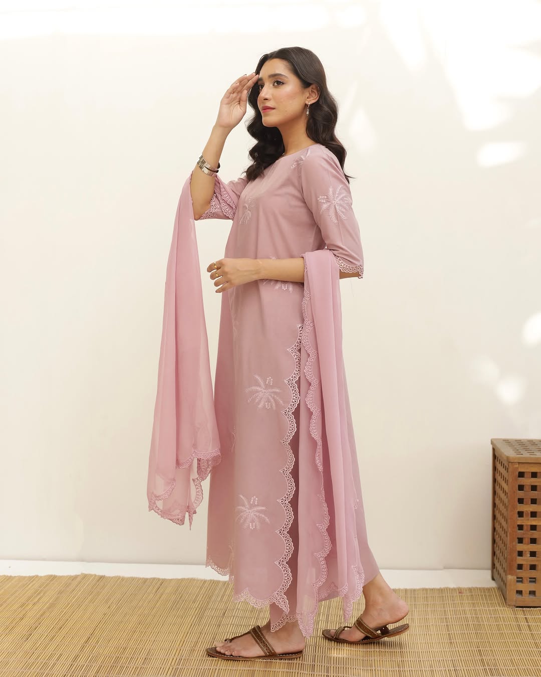 Rosy Bloom – Elegant Stitched Suit for Women