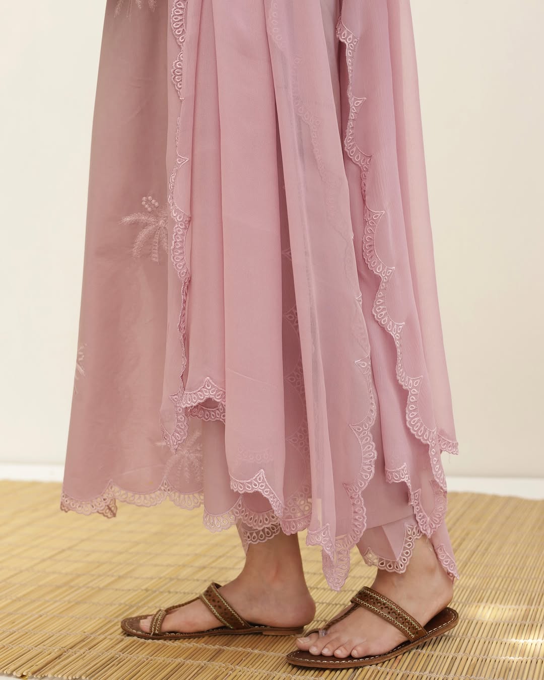 Rosy Bloom – Elegant Stitched Suit for Women