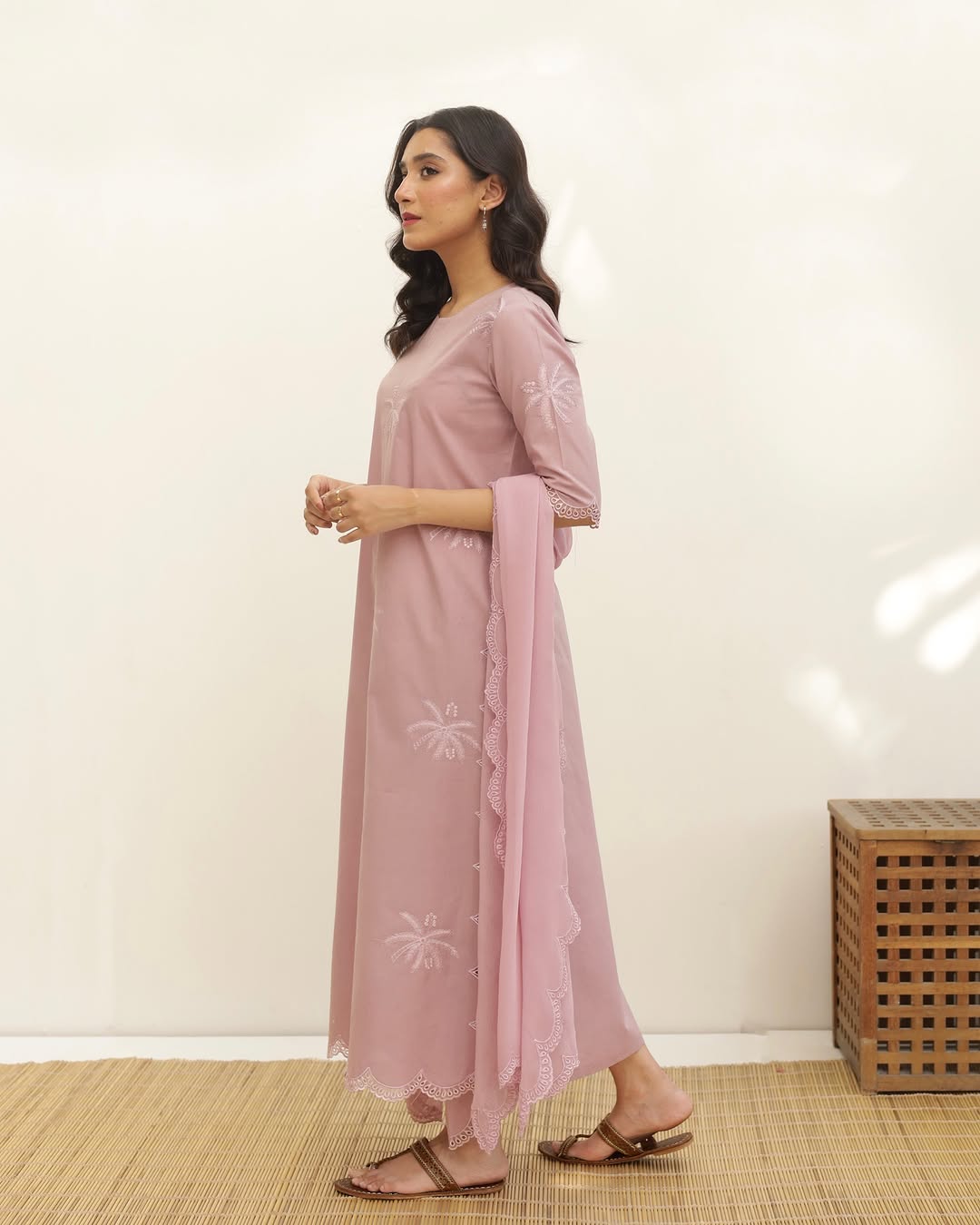 Rosy Bloom – Elegant Stitched Suit for Women