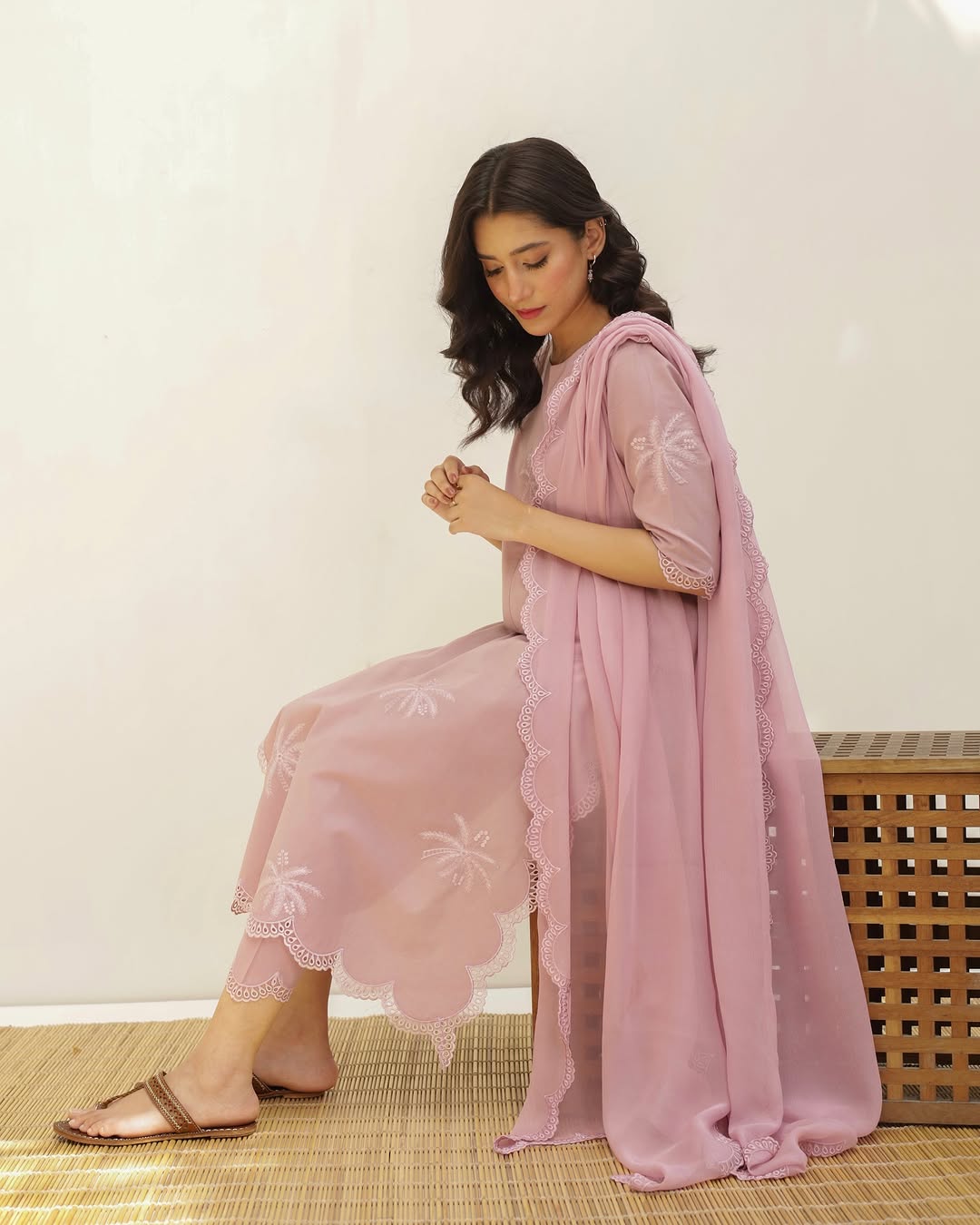 Rosy Bloom – Elegant Stitched Suit for Women