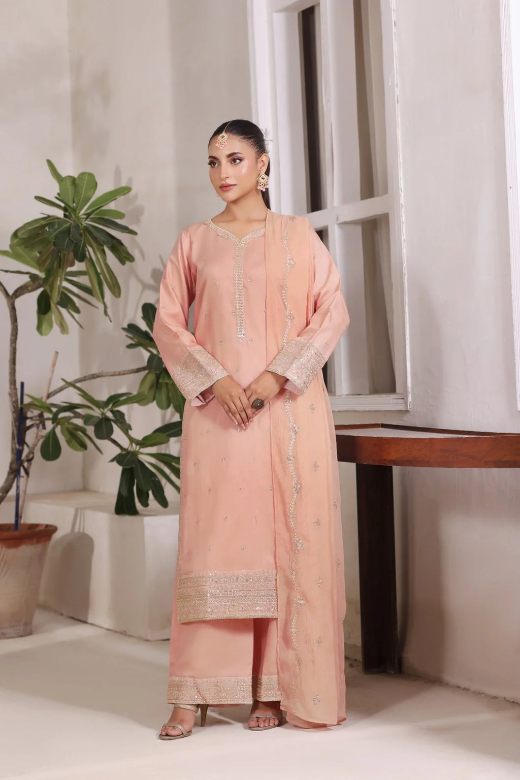 Serene Blush | 3 Piece Stitched Suit